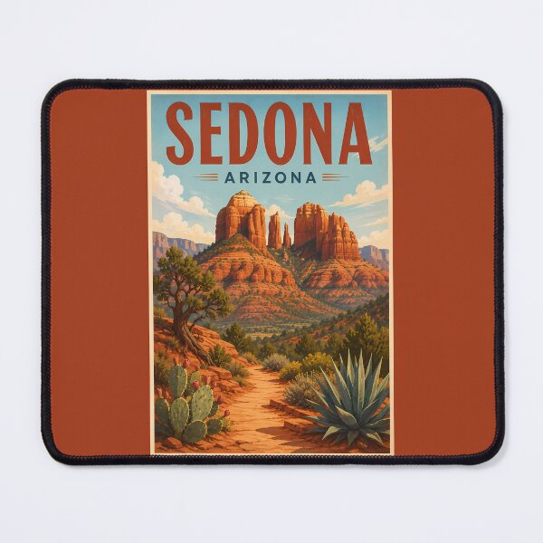 Item preview, Sedona Arizona Cathedral Rock Illustration Travel Art Vintage designed and sold by KrisSidDesigns.