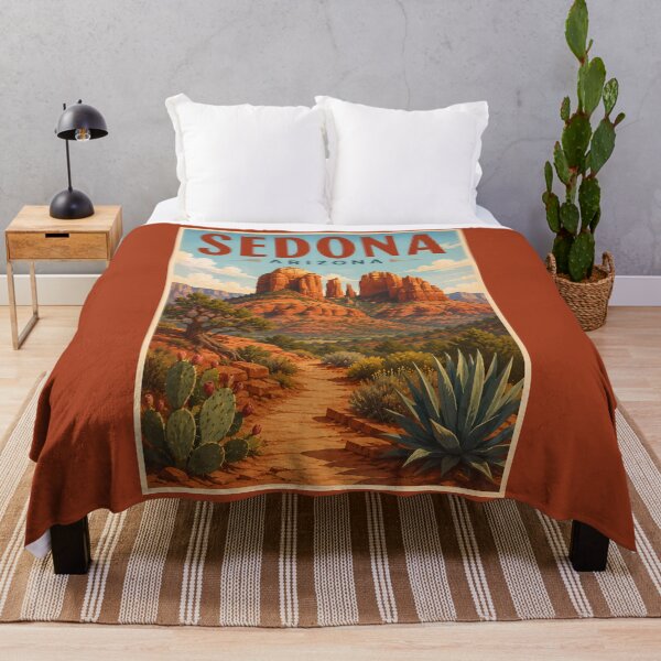 Item preview, Sedona Arizona Cathedral Rock Illustration Travel Art Vintage designed and sold by KrisSidDesigns.