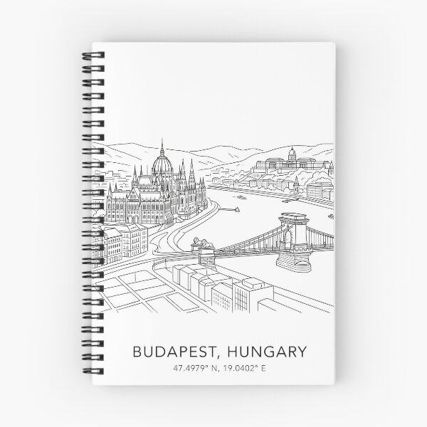 Item preview, Budapest Hungary Line Art Skyline Coordinates designed and sold by OzzFrequency.