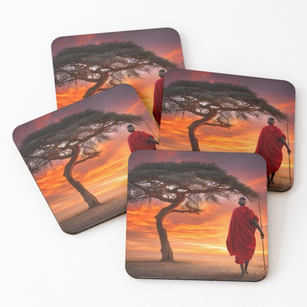 Item preview, Majestic Sunset with Maasai Warrior Silhouette designed and sold by Artessie.