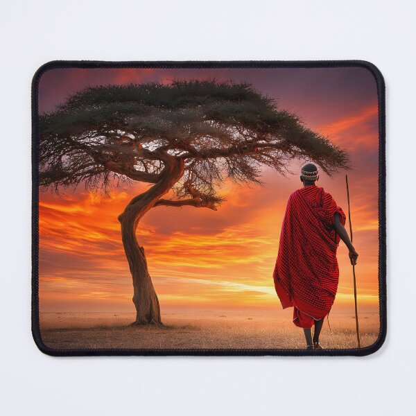 Item preview, Majestic Sunset with Maasai Warrior Silhouette designed and sold by Artessie.
