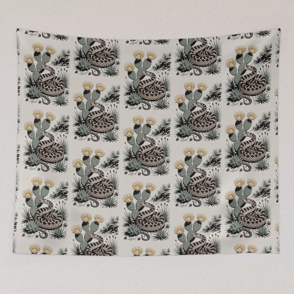 Item preview, Rattlesnake and Desert Cactus Botanical Illustration designed and sold by NuvoraNest.