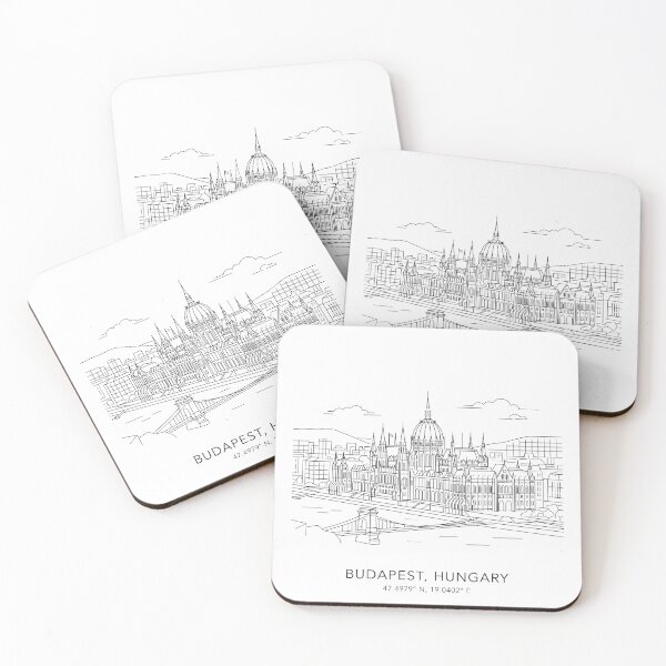 Item preview, Budapest Hungary Line Art Skyline Coordinates designed and sold by OzzFrequency.