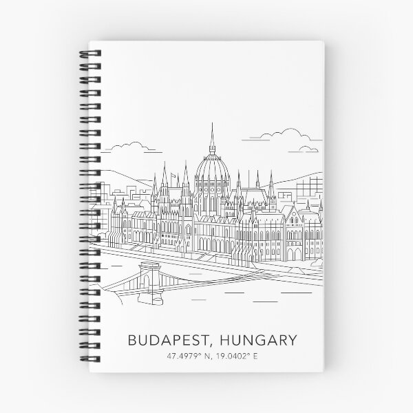 Item preview, Budapest Hungary Line Art Skyline Coordinates designed and sold by OzzFrequency.