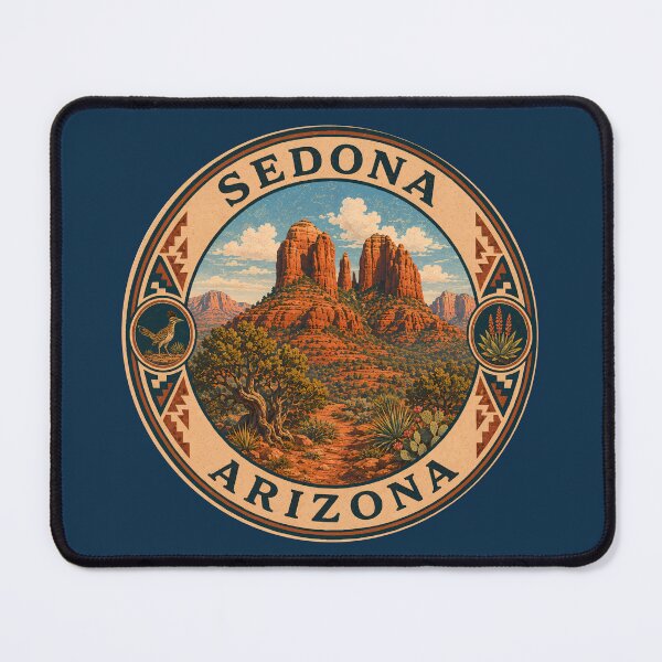 Item preview, Sedona Arizona Illustration Travel Art Badge designed and sold by KrisSidDesigns.