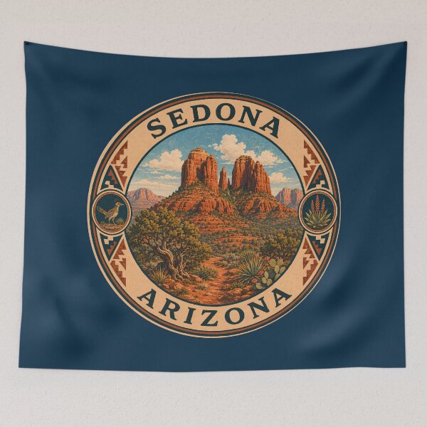 Item preview, Sedona Arizona Illustration Travel Art Badge designed and sold by KrisSidDesigns.