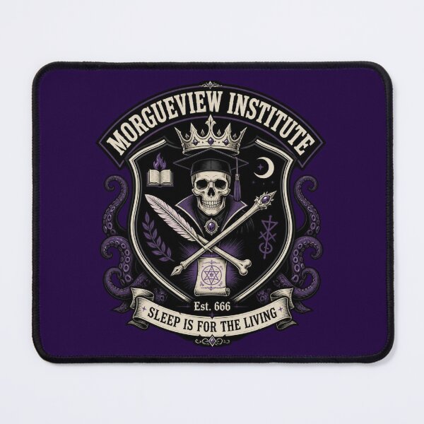Item preview, Morgueview Institute - Necromancer Warlock Varsity DND RPG Meme designed and sold by Dice_Goblin_Studio.