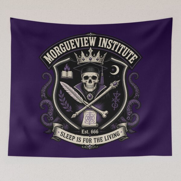 Item preview, Morgueview Institute - Necromancer Warlock Varsity DND RPG Meme designed and sold by Dice_Goblin_Studio.