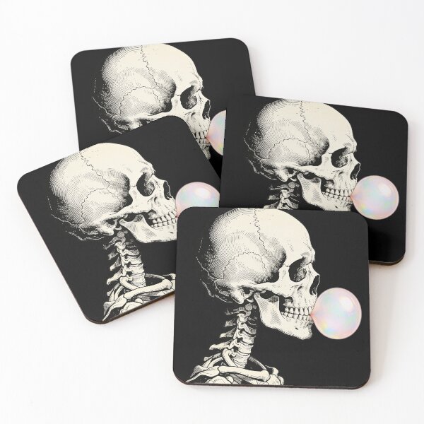 Item preview, Skeleton Blowing Bubble Gum Gothic Vintage Pencil Illustration designed and sold by OksArtStudio.