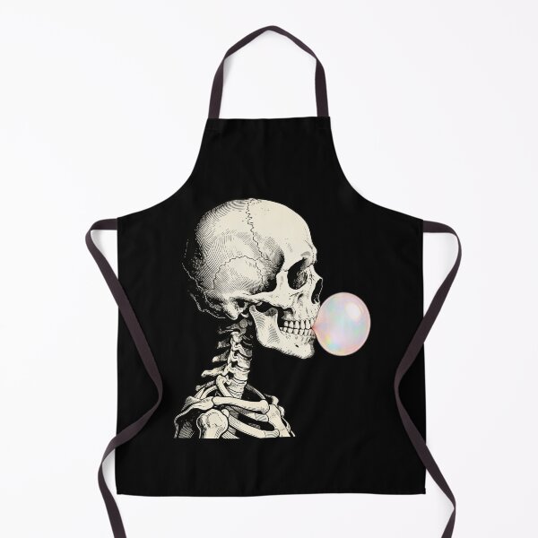 Item preview, Skeleton Blowing Bubble Gum Gothic Vintage Pencil Illustration designed and sold by OksArtStudio.