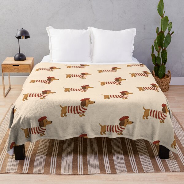 Item preview, French Dachshund - Cute Wiener Dog in Beret and Striped Sweater designed and sold by Channel1Design.