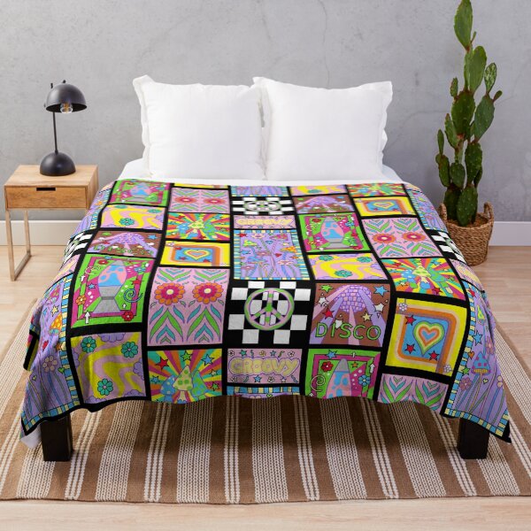Item preview, Cute Hippie Flower Power Retro Psychedelic Patchwork Montage designed and sold by kitschandkawaii.