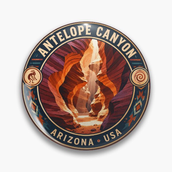 Item preview, Antelope Canyon Arizona Illustration Travel Art Badge designed and sold by KrisSidDesigns.
