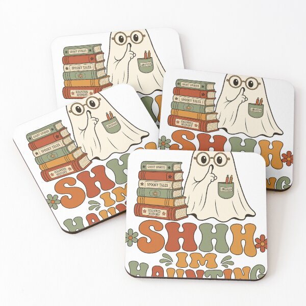 Item preview, Shhh I'm Haunting Retro Ghost Librarian Book Stack designed and sold by BoosterShop.