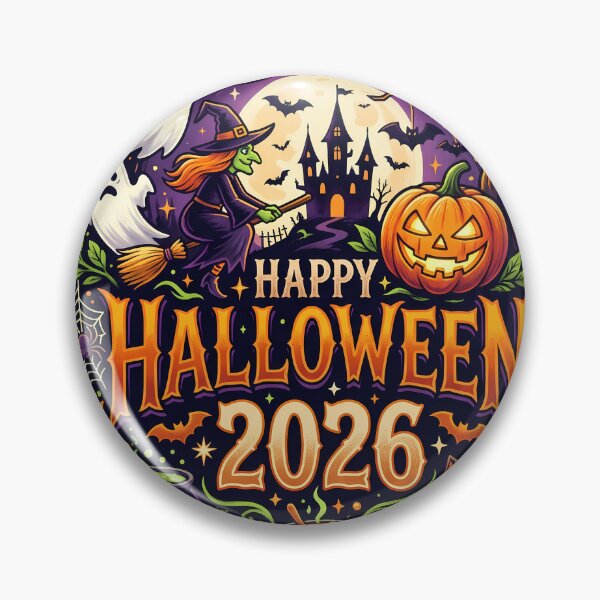 Item preview, Happy Halloween 2026 Cute Witch Pumpkin Ghost Sticker Design designed and sold by DarkOriginArts.