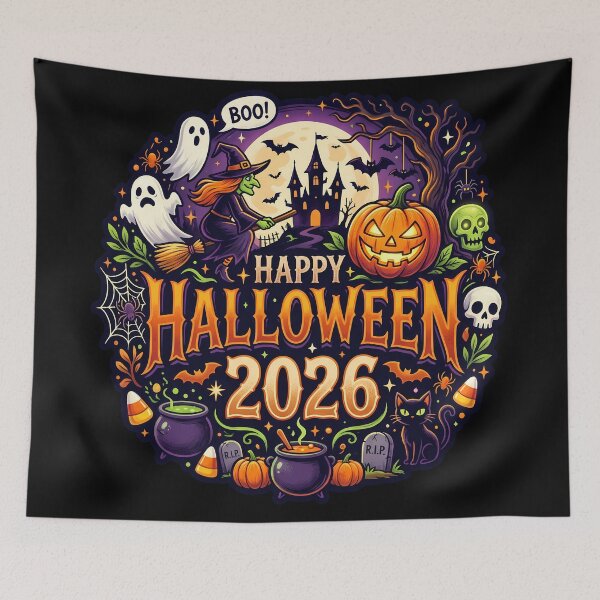 Item preview, Happy Halloween 2026 Cute Witch Pumpkin Ghost Sticker Design designed and sold by DarkOriginArts.