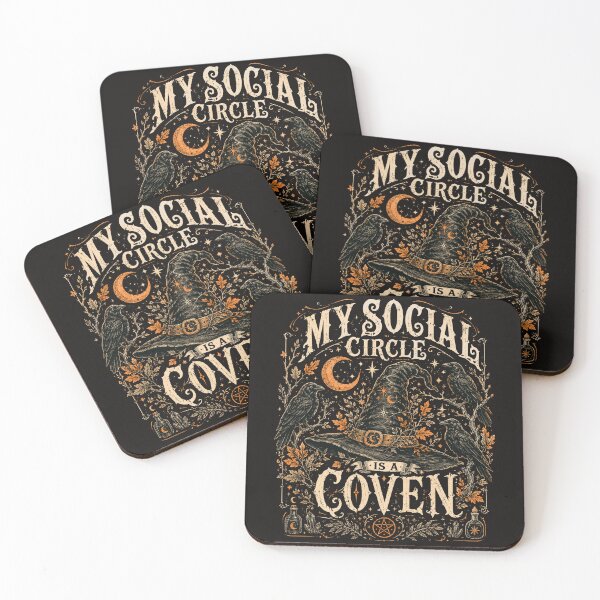 Item preview, My Social Circle Is My Coven,Witchy Raven Gothic Halloween Vintage designed and sold by ANTHAR.