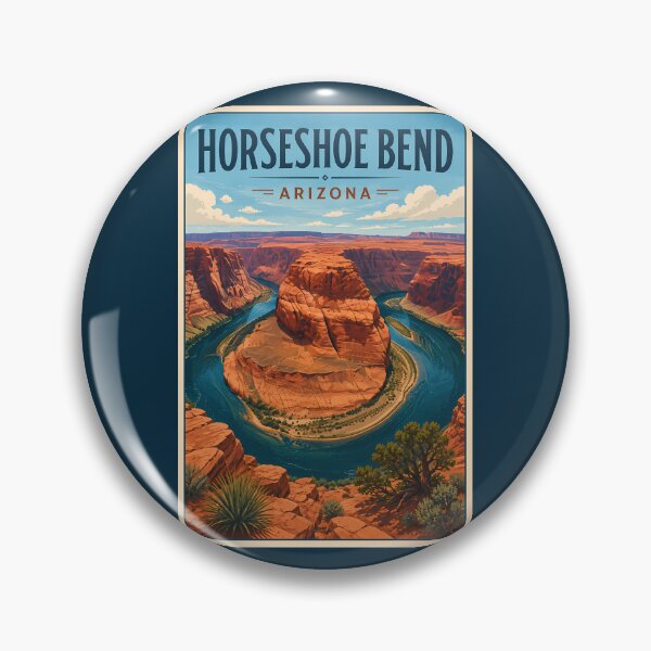 Item preview, Horseshoe Bend Arizona Illustration Travel Art Vintage designed and sold by KrisSidDesigns.