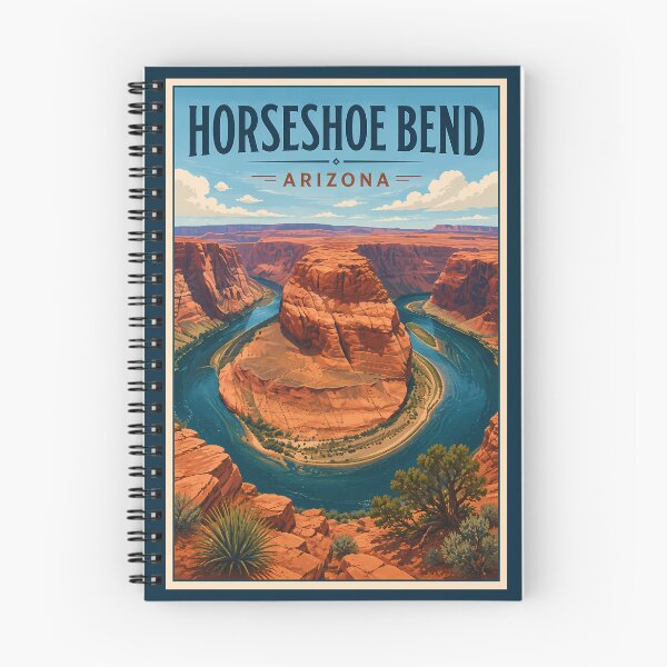 Item preview, Horseshoe Bend Arizona Illustration Travel Art Vintage designed and sold by KrisSidDesigns.