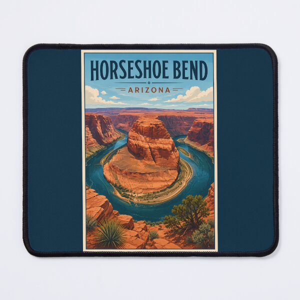 Item preview, Horseshoe Bend Arizona Illustration Travel Art Vintage designed and sold by KrisSidDesigns.