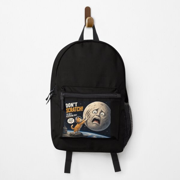 Item preview, Don't Scratch! Funny Astronaut Cat and Scared Moon Illustration designed and sold by SammyMorry.