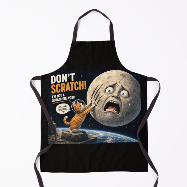 Item preview, Don't Scratch! Funny Astronaut Cat and Scared Moon Illustration designed and sold by SammyMorry.