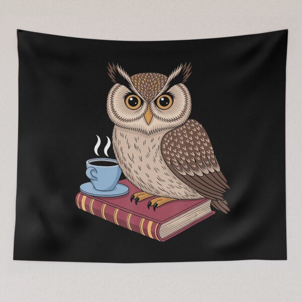 Item preview, Cute Reading Owl with Coffee and Book – Cozy Book Lover Art designed and sold by TadeoNivar.