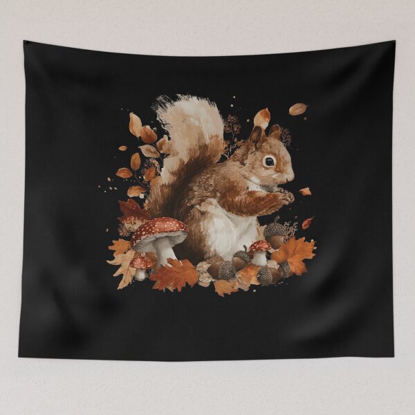 Item preview, Autumn Squirrel Shirt, Cute Woodland Animal Fall Graphic Tee, Vintage Forest Mushroom Acorn Thanksgiving Gift designed and sold by Blebaylem.