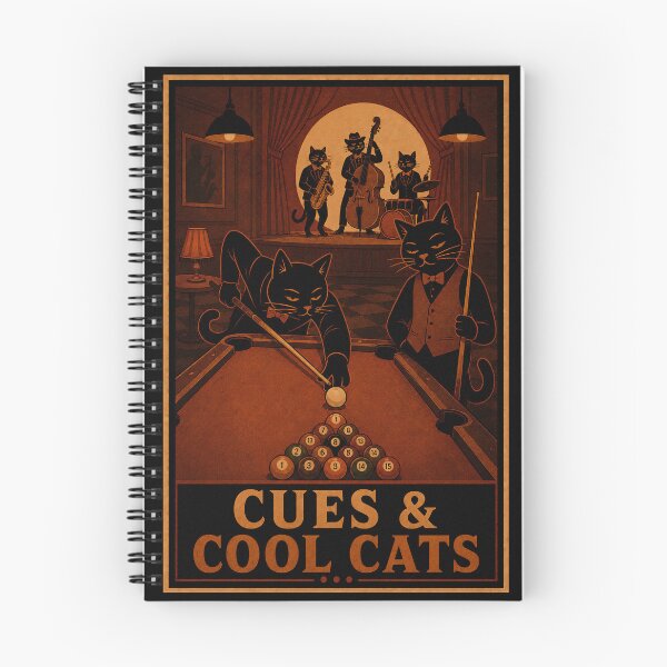 Item preview, Cues & Cool Cats – Vintage Pool Hall designed and sold by Sandy's Cheeky Studio.