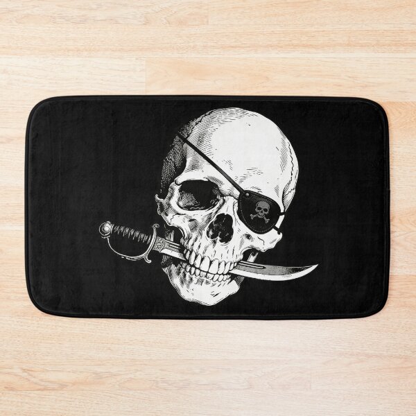 Item preview, Pirate Skeleton Skull with Knife Gothic Vintage Pencil Illustration designed and sold by OksArtStudio.