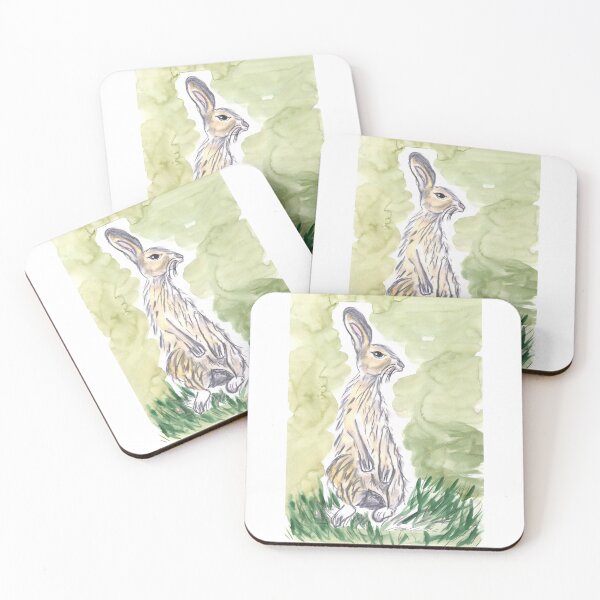Item preview, Hare, Charcoal & Green Watercolour designed and sold by Anke‘s Bazaar.
