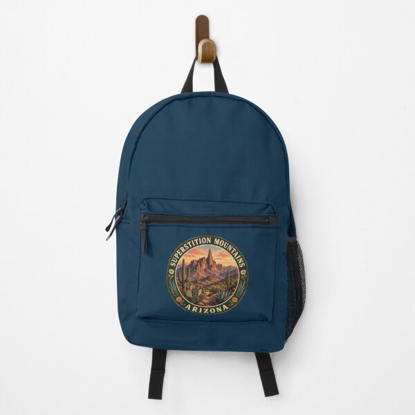 Item preview, Superstition Mountains Arizona Illustration Travel Art Badge designed and sold by KrisSidDesigns.