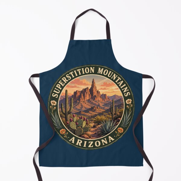 Item preview, Superstition Mountains Arizona Illustration Travel Art Badge designed and sold by KrisSidDesigns.