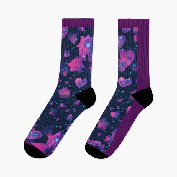 Item preview, Cosmic Hearts and Homes Neon Galaxy Pattern designed and sold by Azurart2.