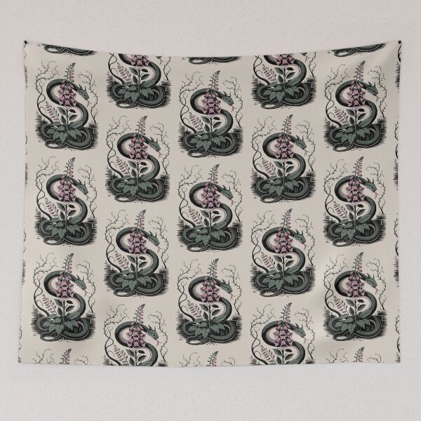 Item preview, Serpent and Foxglove Gothic Botanical Illustration designed and sold by NuvoraNest.