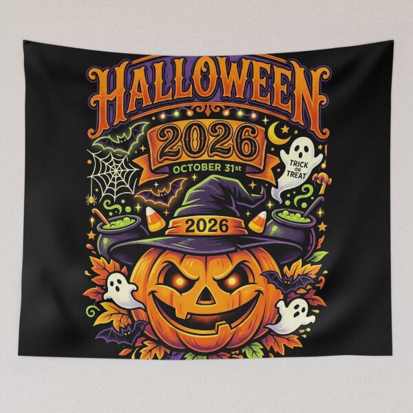 Item preview, Halloween 2026 Grinning Pumpkin Witch Hat October 31st Design designed and sold by DarkOriginArts.
