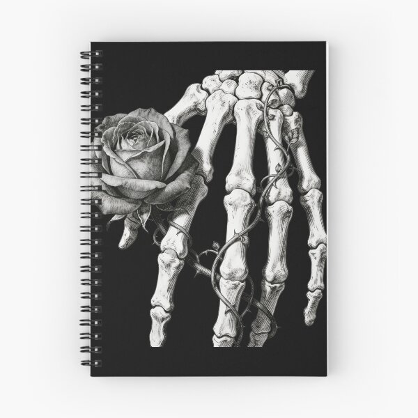 Item preview, Skeleton Hand Holding Rose Gothic Vintage Pencil Illustration designed and sold by OksArtStudio.