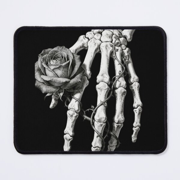 Item preview, Skeleton Hand Holding Rose Gothic Vintage Pencil Illustration designed and sold by OksArtStudio.