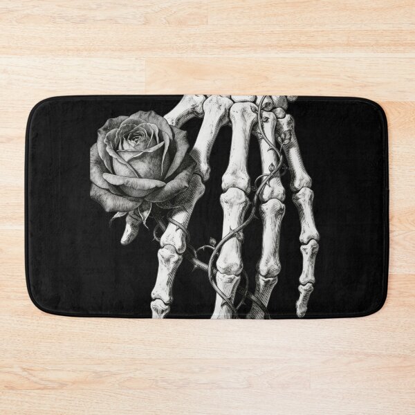 Item preview, Skeleton Hand Holding Rose Gothic Vintage Pencil Illustration designed and sold by OksArtStudio.
