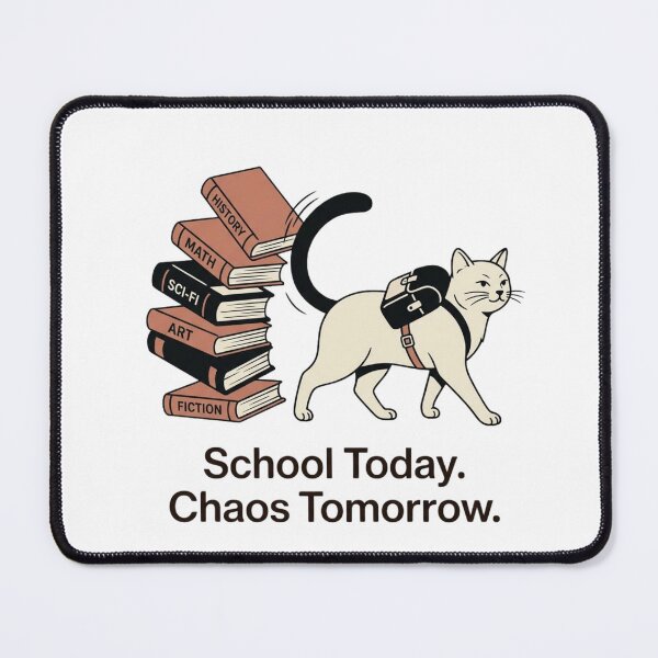 Item preview, School Today. Chaos Tomorrow. - Cat Design designed and sold by RunningWhiskers.
