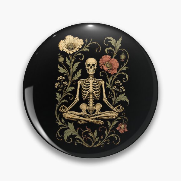 Item preview, Meditating Skeleton with Gothic Poppy Flowers designed and sold by NoeValdric.