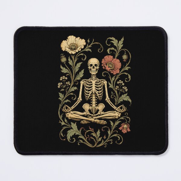 Item preview, Meditating Skeleton with Gothic Poppy Flowers designed and sold by NoeValdric.