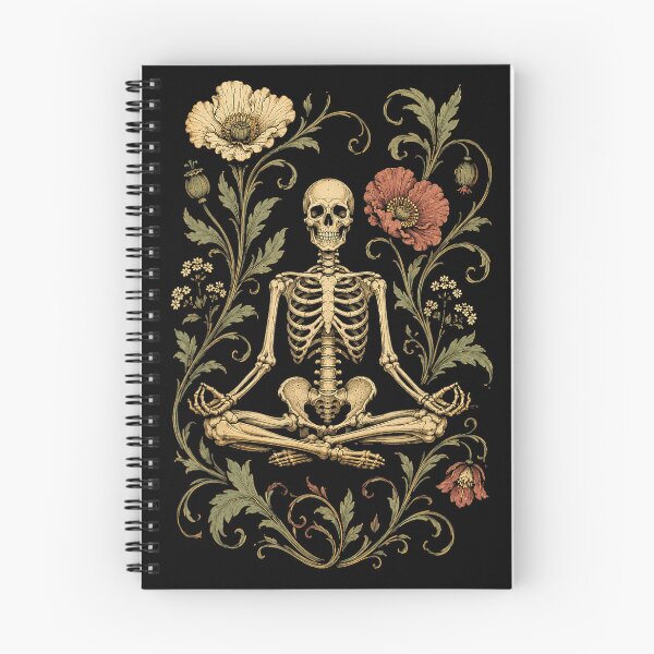 Item preview, Meditating Skeleton with Gothic Poppy Flowers designed and sold by NoeValdric.