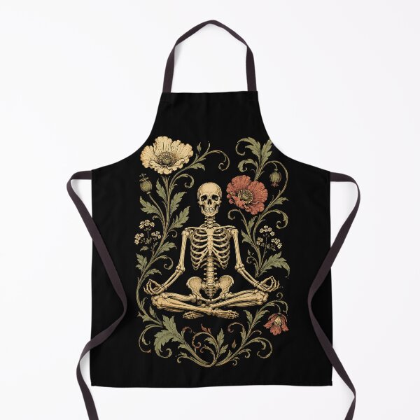 Item preview, Meditating Skeleton with Gothic Poppy Flowers designed and sold by NoeValdric.
