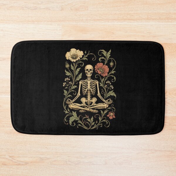 Item preview, Meditating Skeleton with Gothic Poppy Flowers designed and sold by NoeValdric.