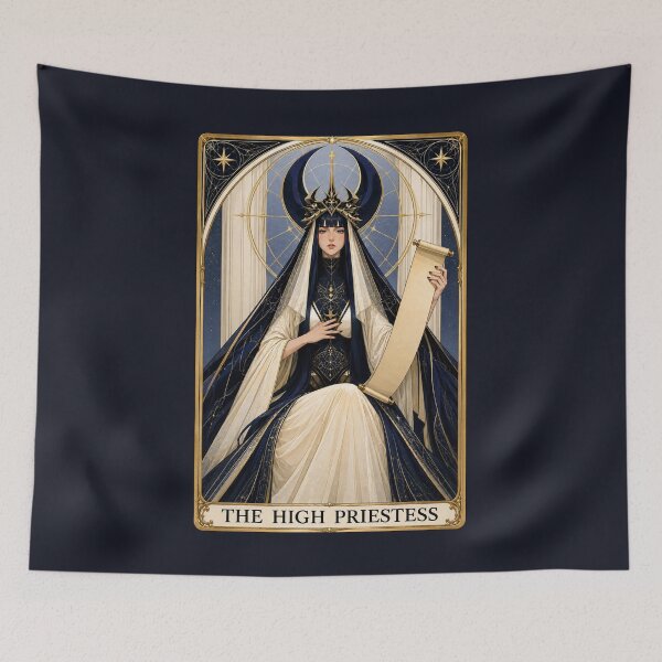 Item preview, High Priestess Tarot Card Gothic Moon Occult Art designed and sold by MythicMood.