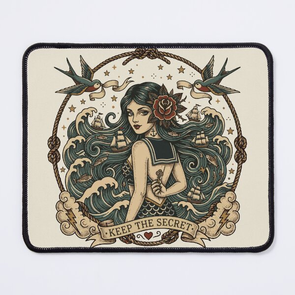 Item preview, The Siren's Secret – Vintage Mermaid Nautical Tattoo designed and sold by Maria Garcia´s.