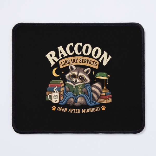 Item preview, Raccoon Library Services Midnight Reading Humor designed and sold by PunchDrop.