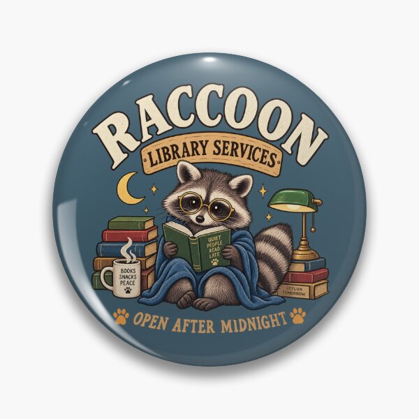 Item preview, Raccoon Library Services Midnight Reading Humor designed and sold by PunchDrop.