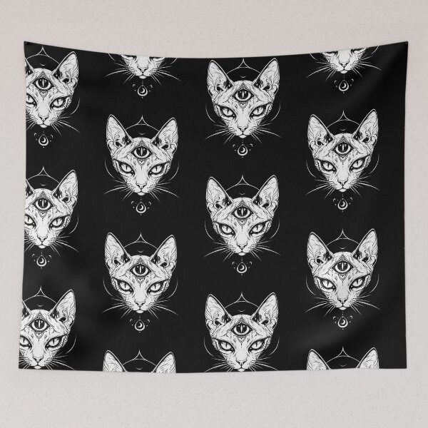 Item preview, Mystical Third Eye Cat | Celestial Witchy Moon Gothic Feline designed and sold by flowerpower999.